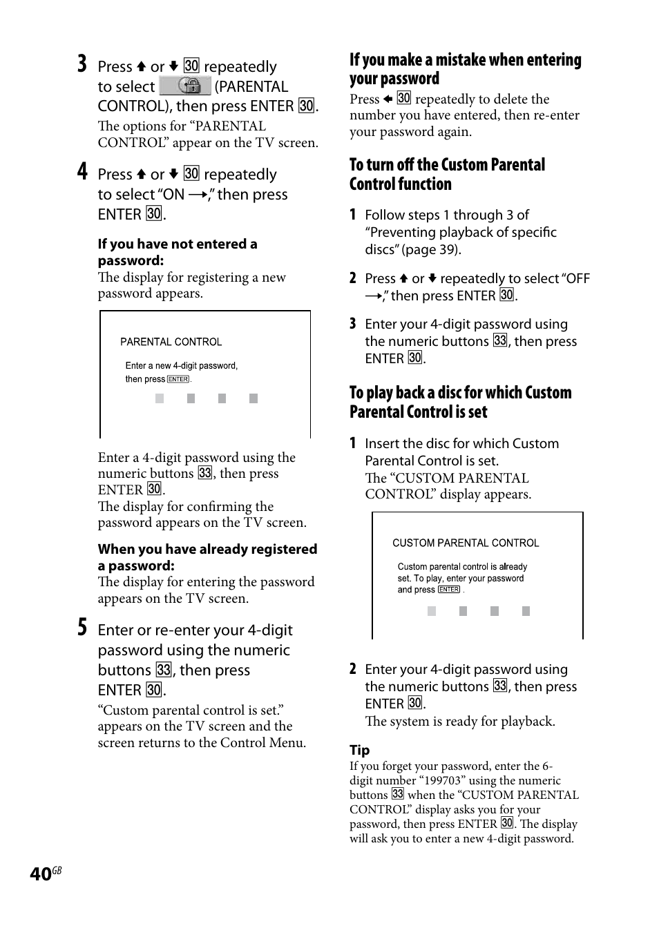 If you make a mistake when entering your password | Sony CMT-DH7BT User Manual | Page 40 / 92