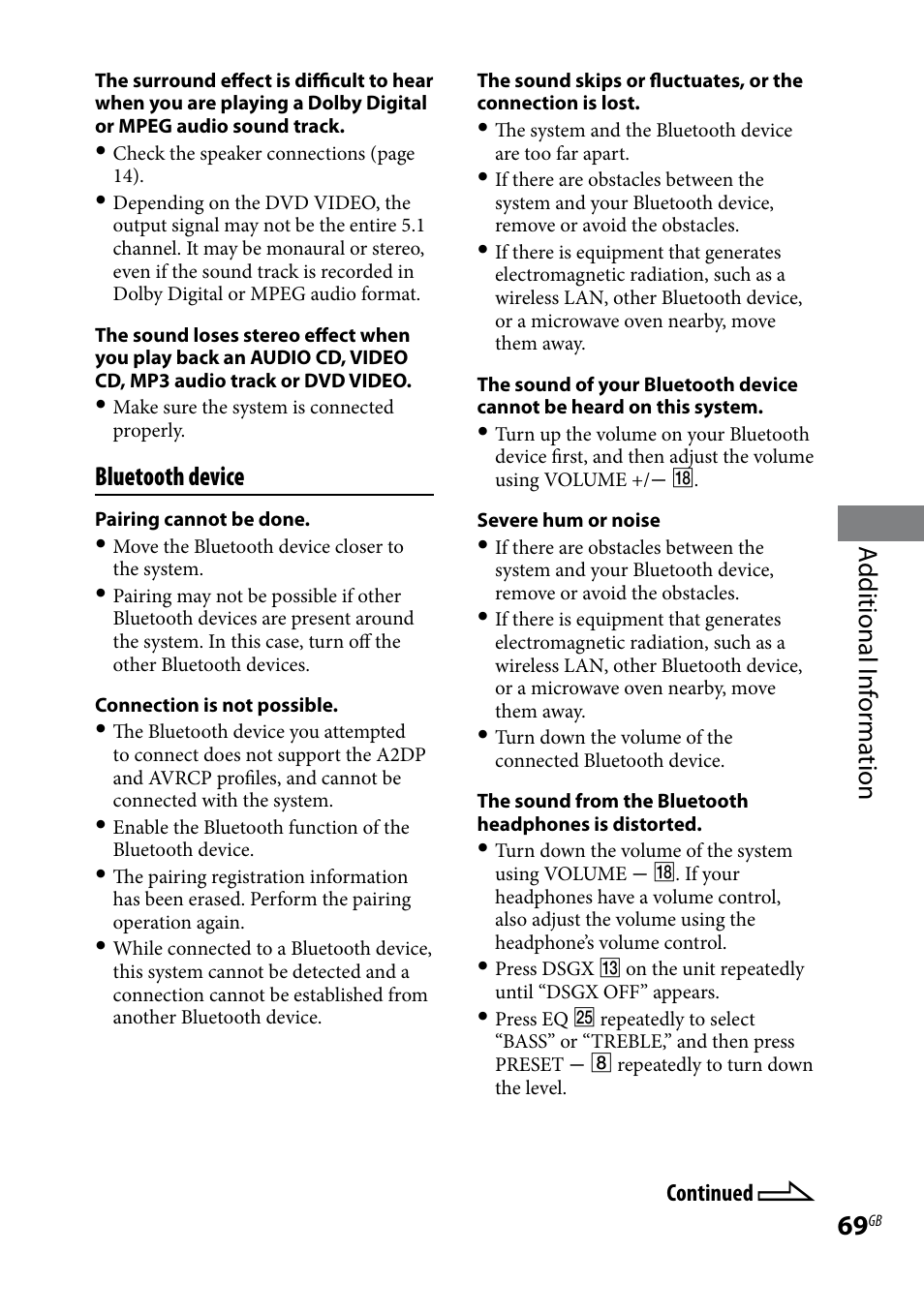 Additional i nf or ma tion, Bluetooth device | Sony CMT-DH7BT User Manual | Page 69 / 92