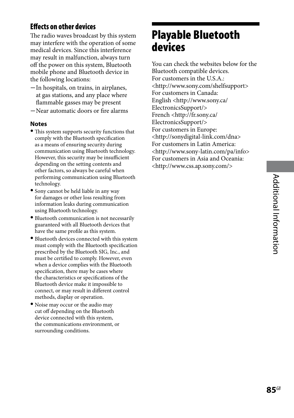 Playable bluetooth devices | Sony CMT-DH7BT User Manual | Page 85 / 92