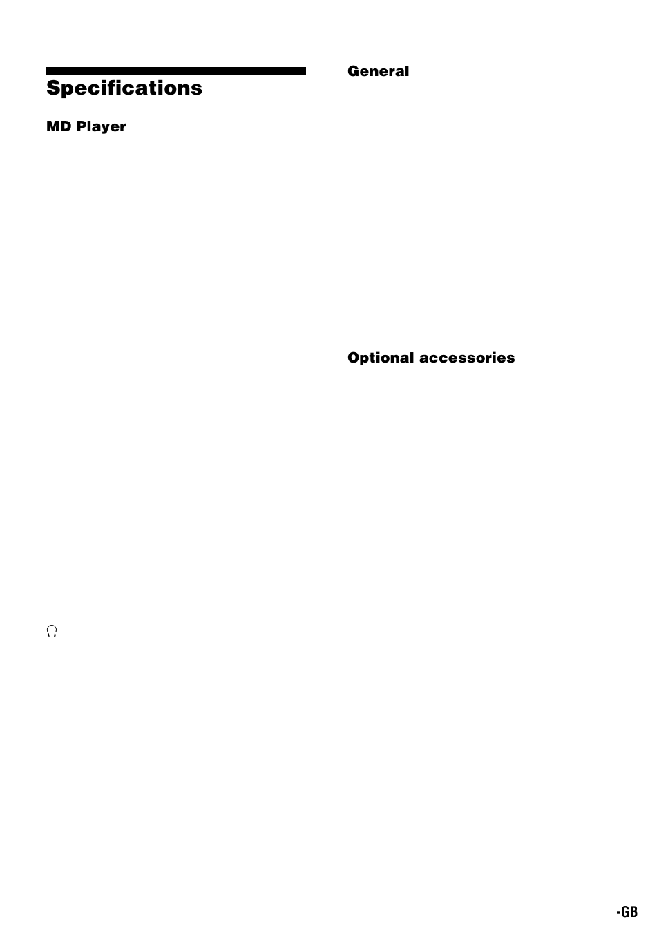 Specifications | Sony Walkman MZ-E310 User Manual | Page 23 / 364