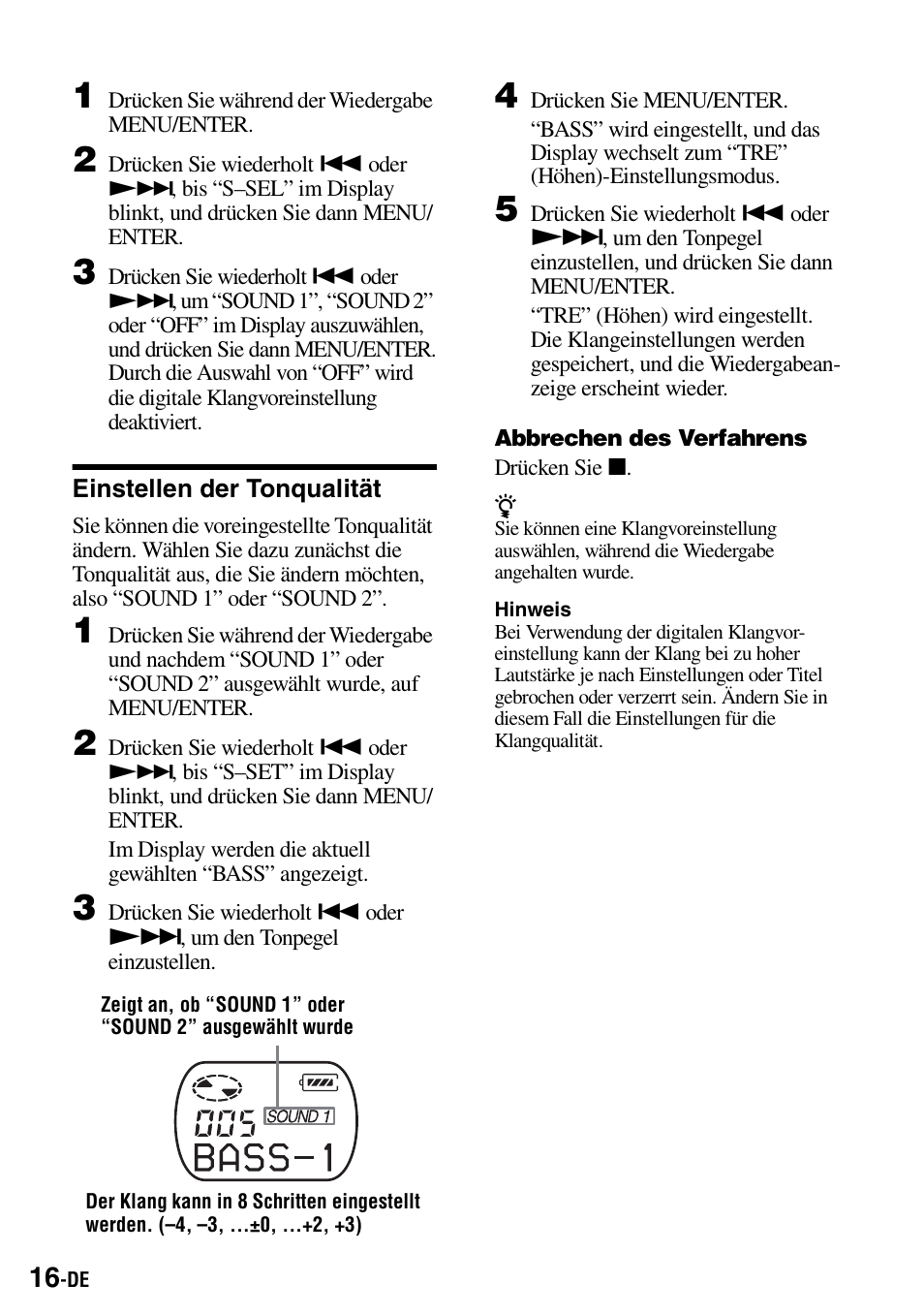 Einstellen der tonqualität | Sony Walkman MZ-E310 User Manual | Page 60 / 364