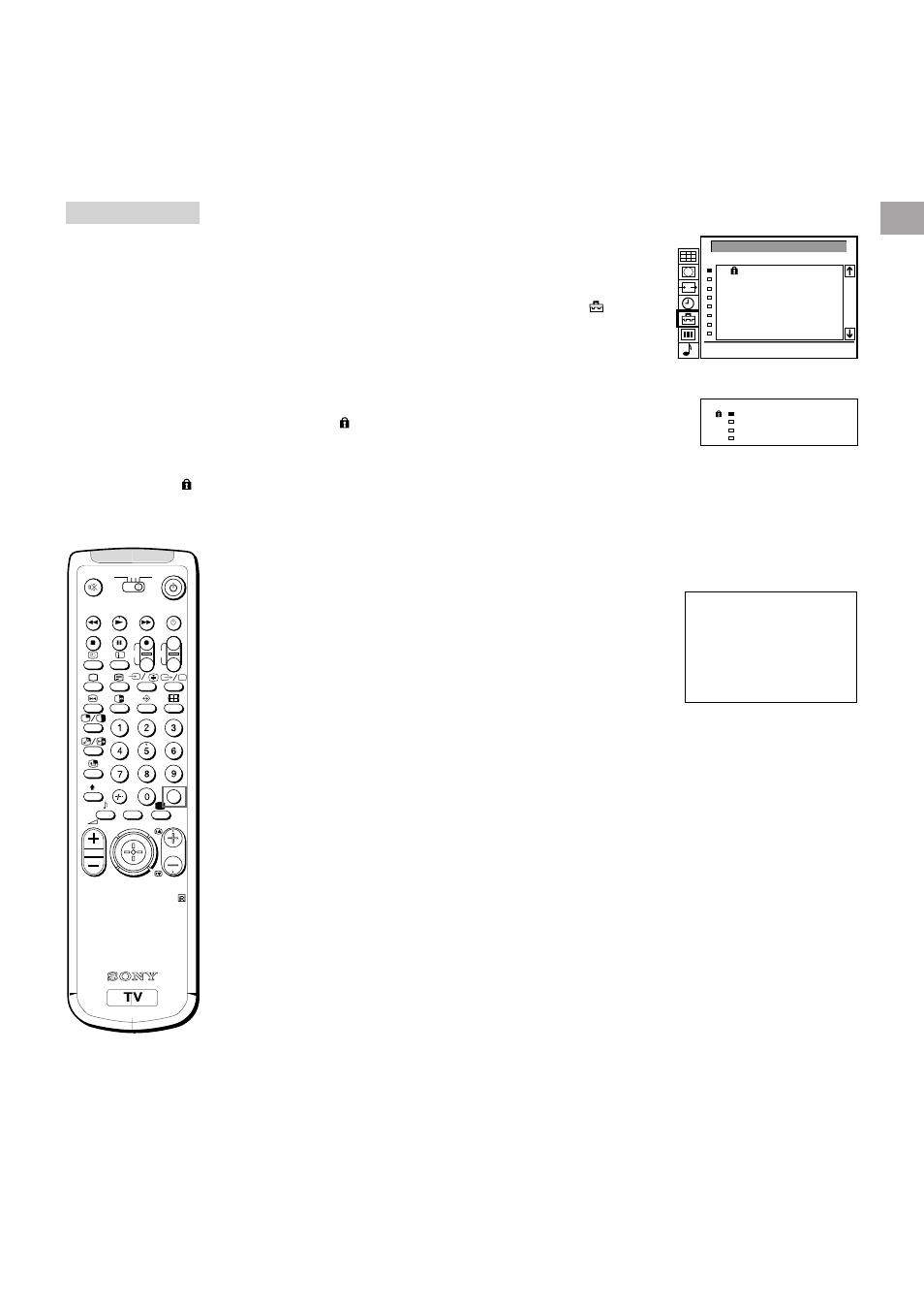 Using parental lock, Tuning in a channel temporarily, Parental lock | Sony KL-40WA1K User Manual | Page 13 / 31