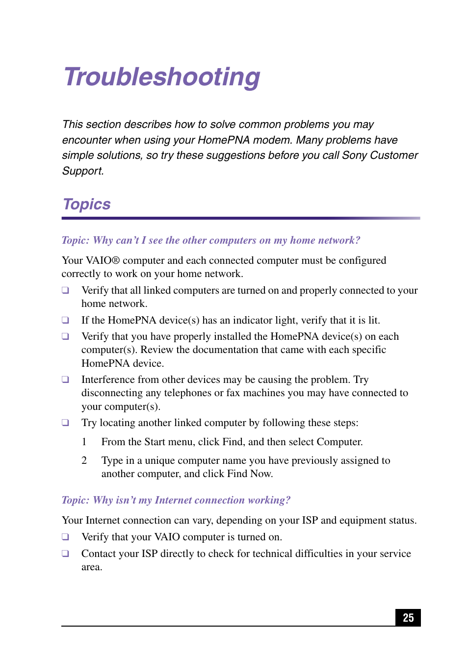 Troubleshooting, Topics | Sony MPKTHE User Manual | Page 27 / 32