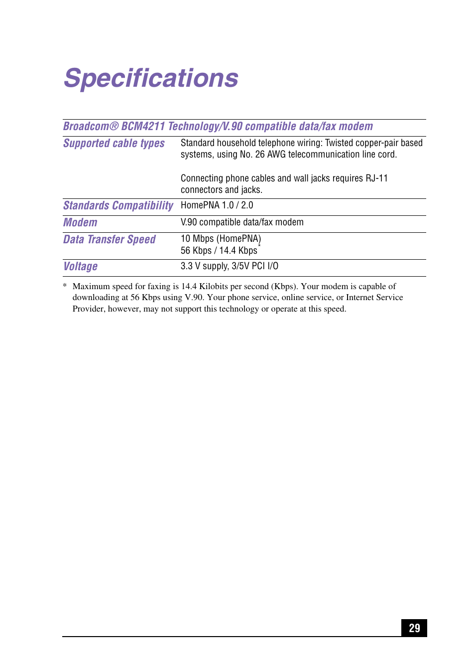 Specifications | Sony MPKTHE User Manual | Page 31 / 32