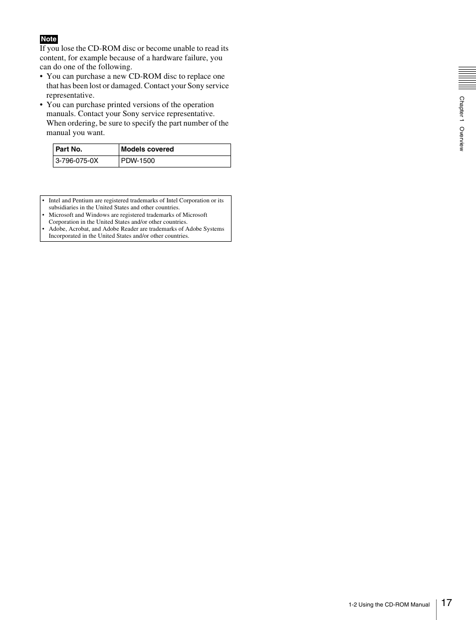 Sony PDW-1500 User Manual | Page 17 / 84