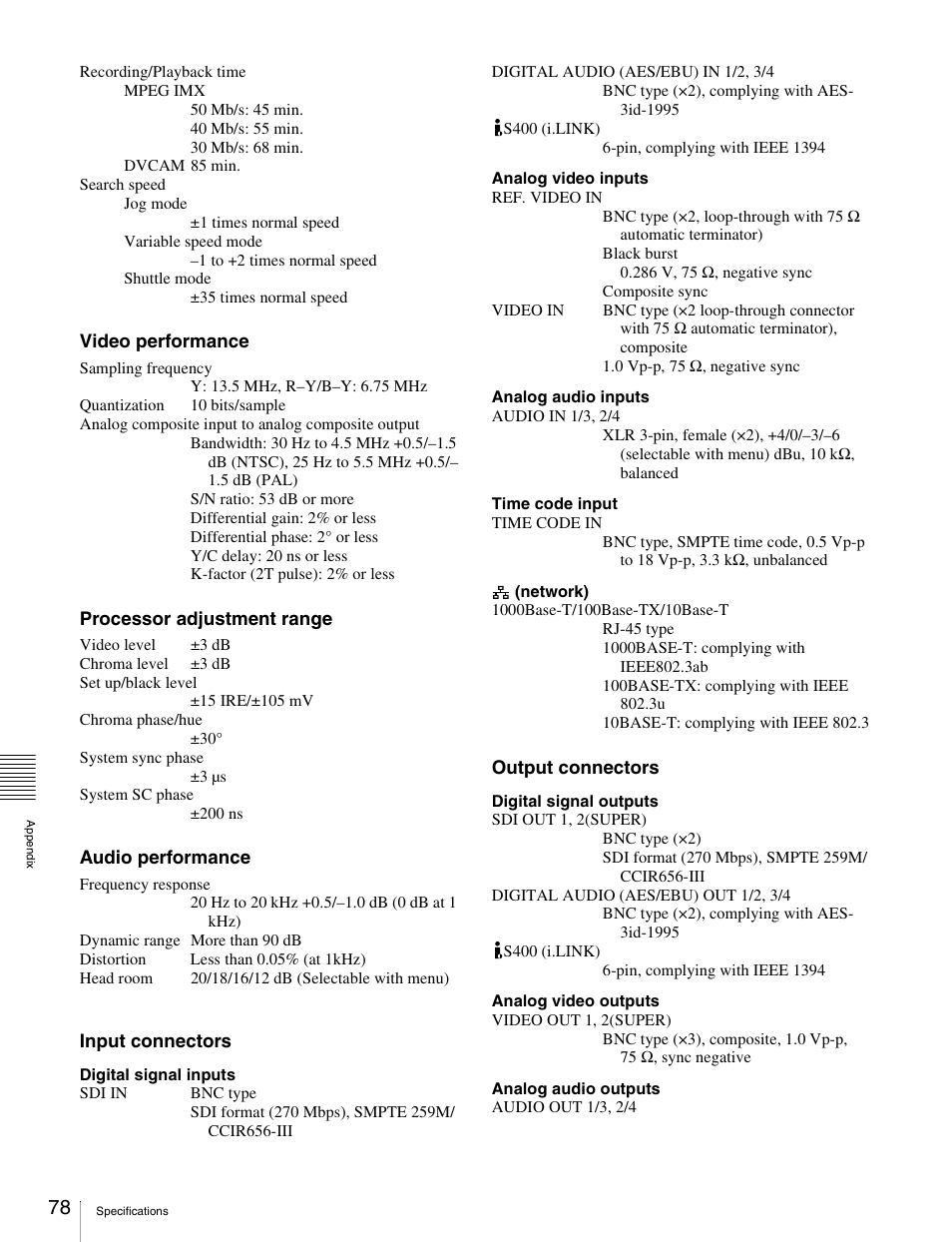 Sony PDW-1500 User Manual | Page 78 / 84