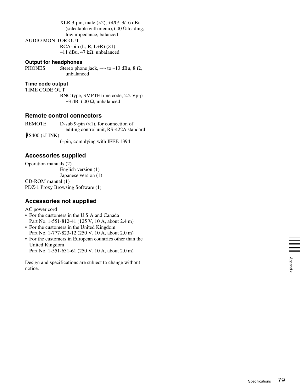 Sony PDW-1500 User Manual | Page 79 / 84