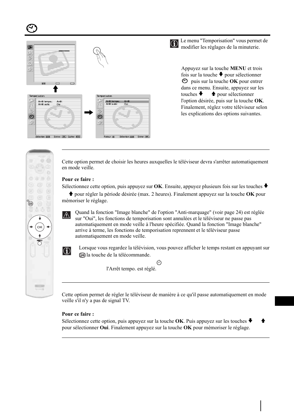 Menu temporisation, 25 fr | Sony KE-P37XS1 User Manual | Page 167 / 196