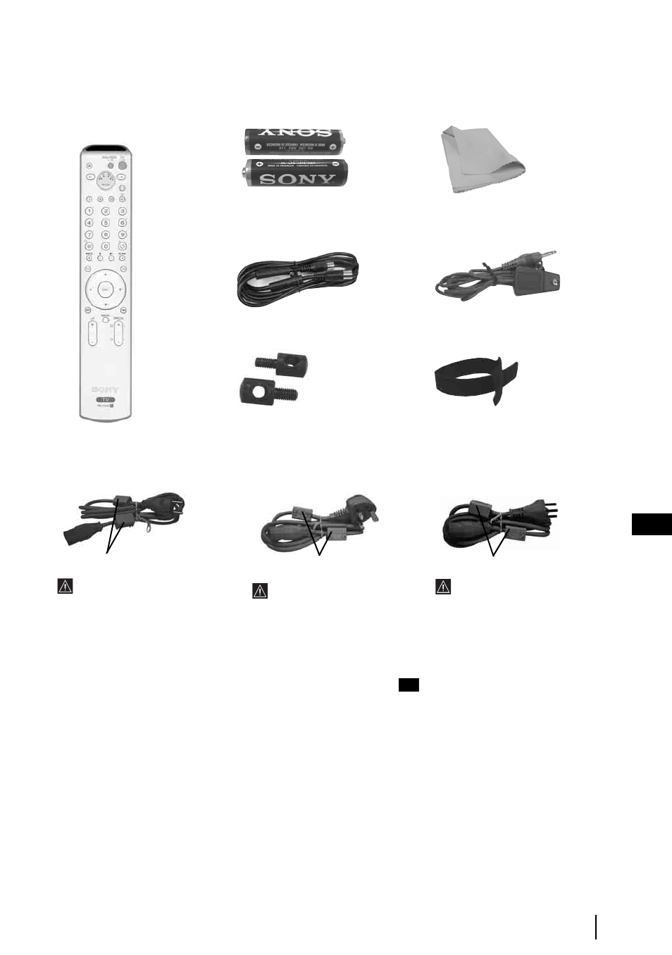 Überprüfen des mitgelieferten zubehörs | Sony KE-P37XS1 User Manual | Page 57 / 196