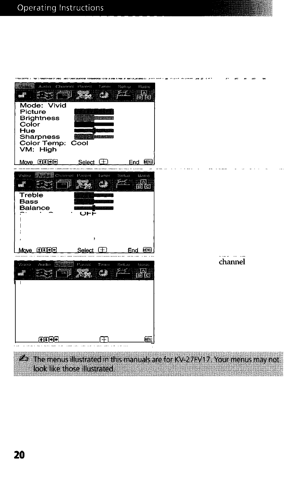 Menus, Quick start to the menus | Sony WEGA KV-27FS13 User Manual | Page 28 / 61