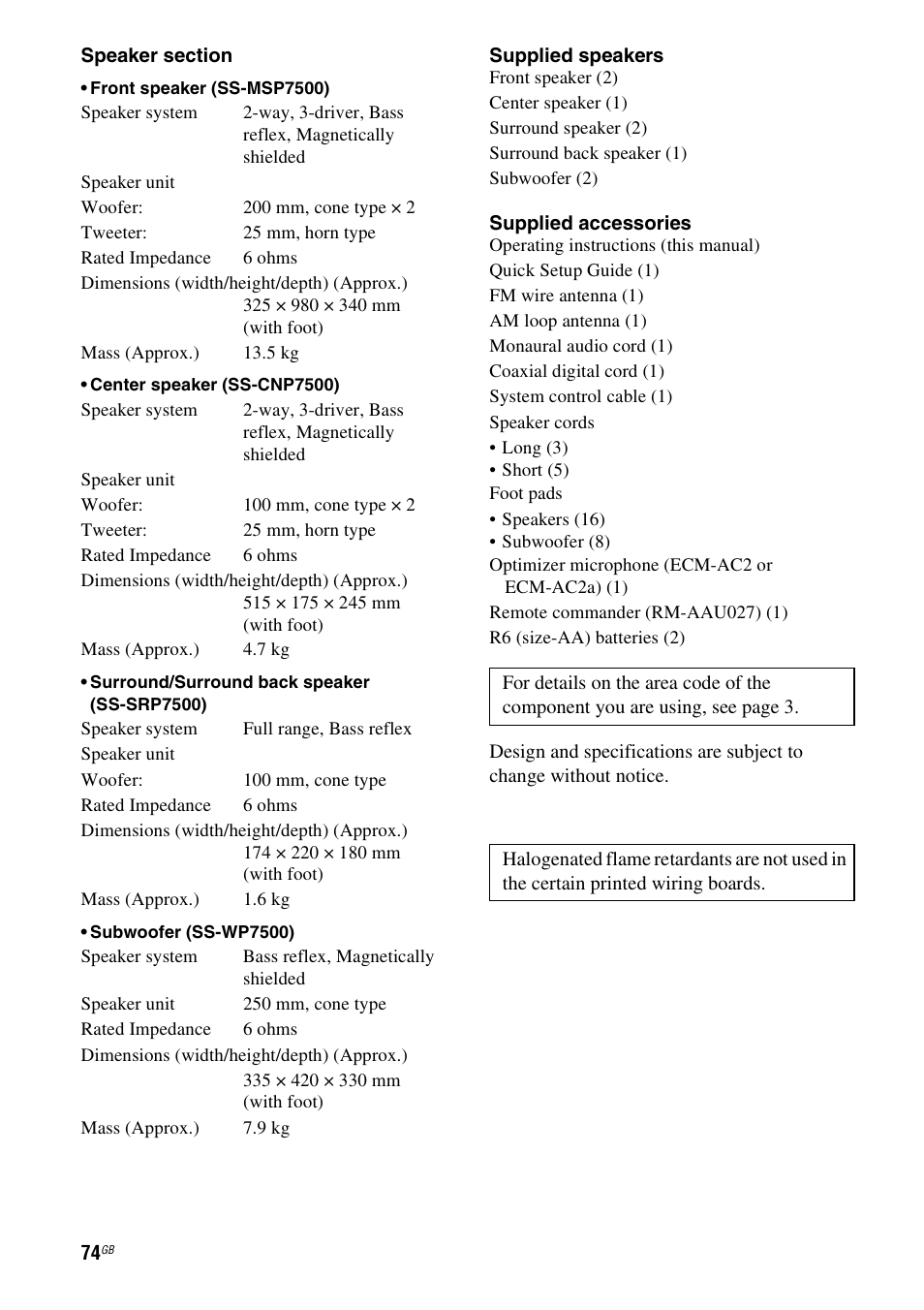 Sony HT-DDW5500 User Manual | Page 74 / 76