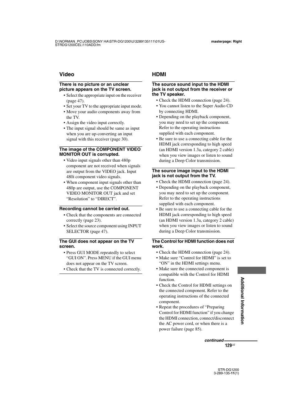 Sony R-DG1200 User Manual | Page 129 / 136