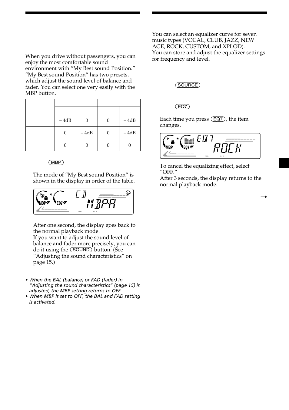 Setting the equalizer, 17 selecting the sound position | Sony CDX-L550X  EN User Manual | Page 17 / 24