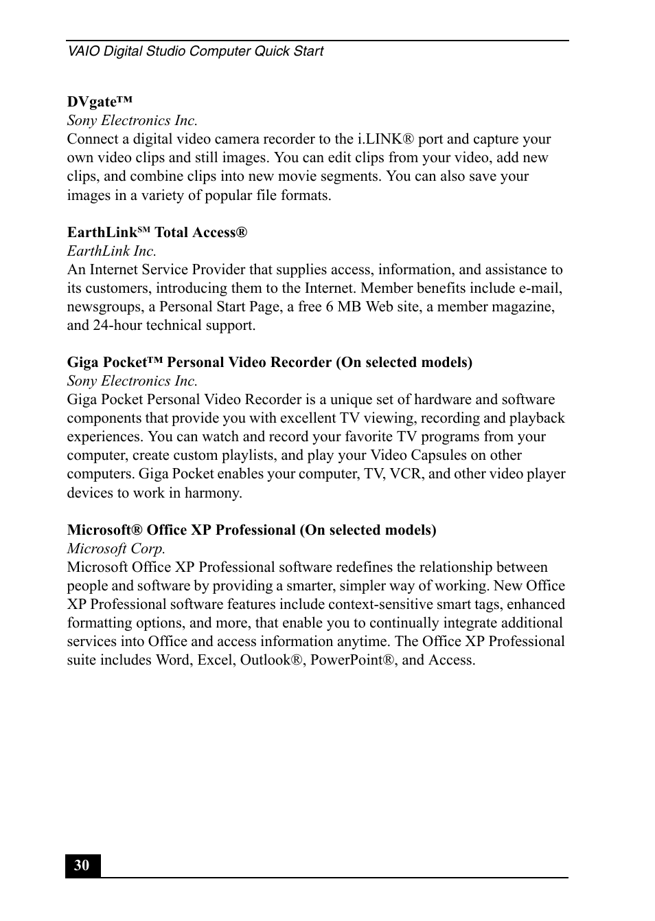 Sony Vaio Series User Manual | Page 30 / 72