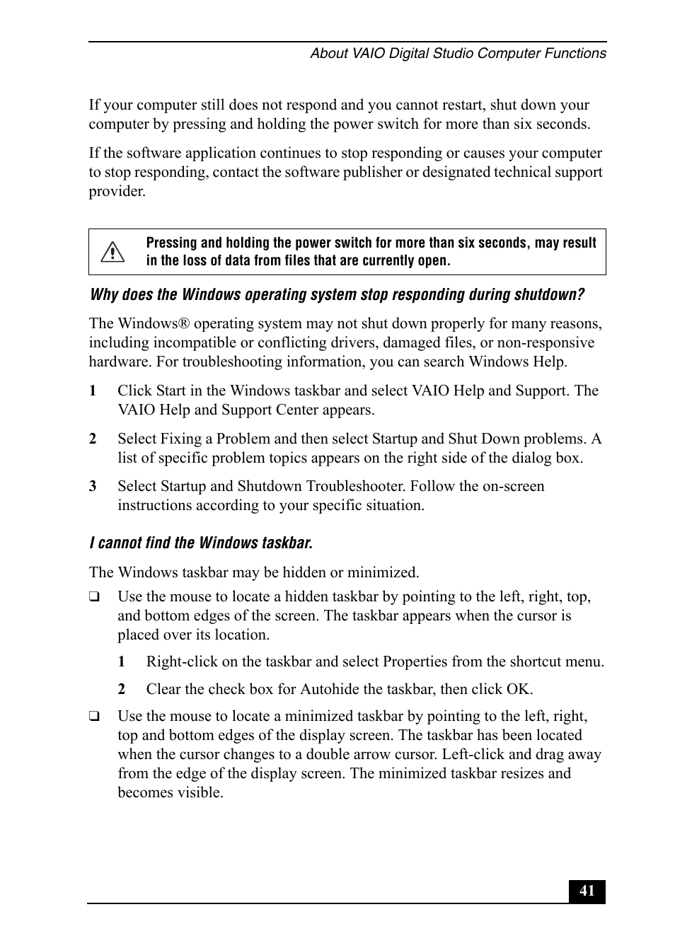 Sony Vaio Series User Manual | Page 41 / 72