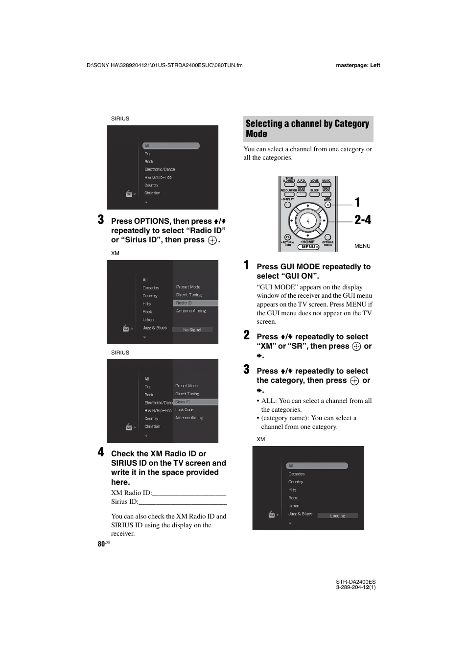 Selecting a channel by category mode | Sony 3-289-204-12(1) User Manual | Page 80 / 140