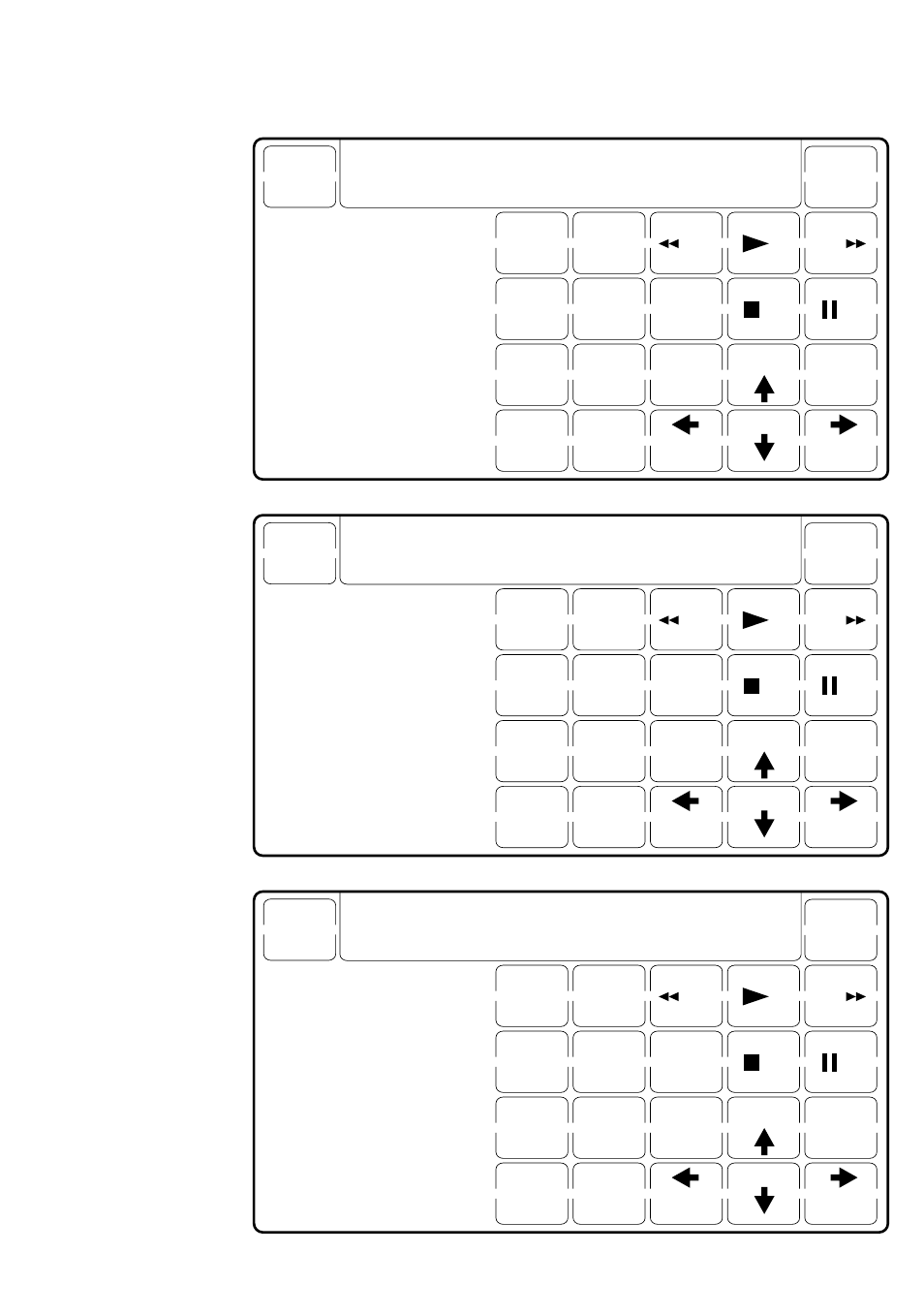Vcr 1 vcr 2 vcr 3, Lcd touch key display table (continued) | Sony RM-AV2000 User Manual | Page 44 / 52