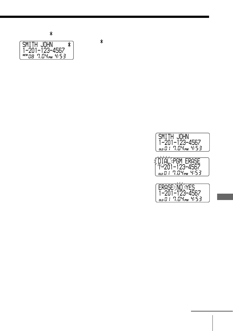 Erasing data from the caller id list | Sony SPP-A9171 User Manual | Page 53 / 72