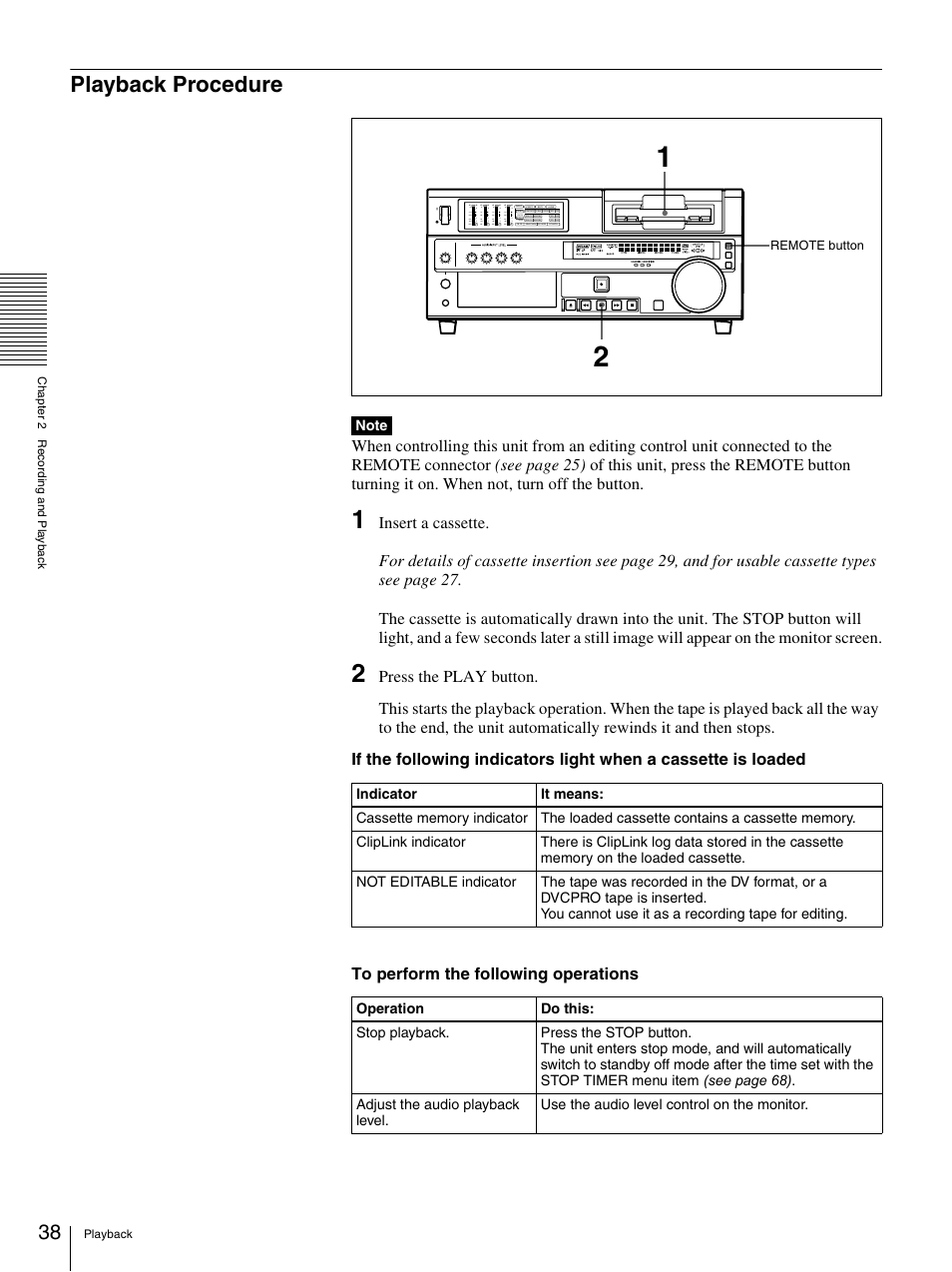 Playback procedure | Sony DSR-1800AP User Manual | Page 38 / 112