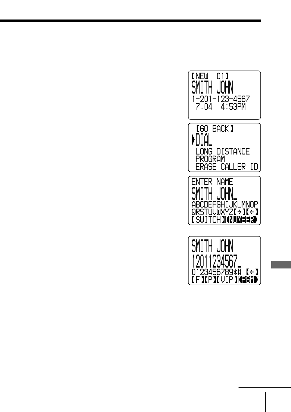 Smith john, Dial | Sony spp-s2430 User Manual | Page 61 / 80
