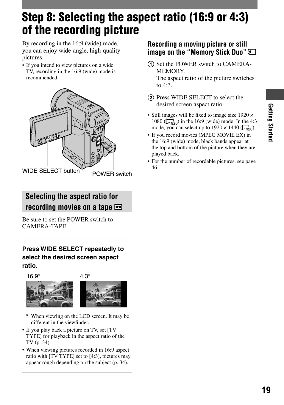 Sony HANDYCAM DCR-PC1000 User Manual | Page 19 / 123