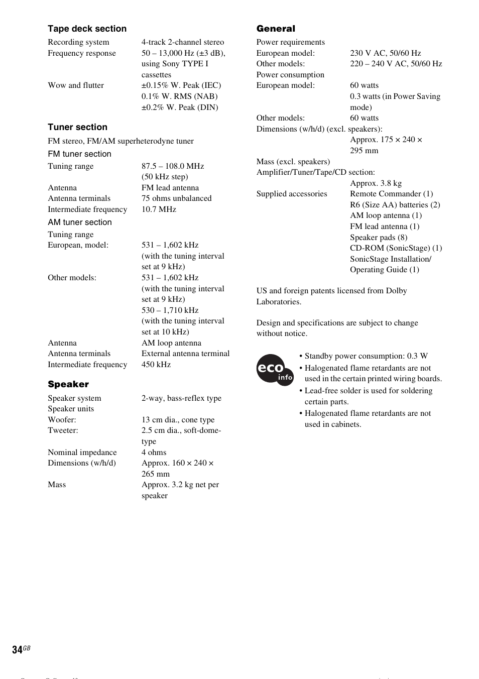 Sony CMT-CPZ1 User Manual | Page 34 / 36
