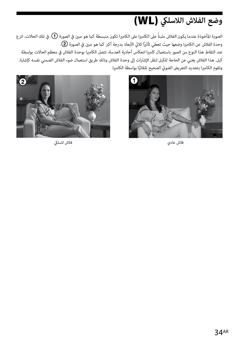 34 ةحفص, Wl) كيلسلالا شلافلا عضو | Sony HVL-F42AM User Manual | Page 244 / 263