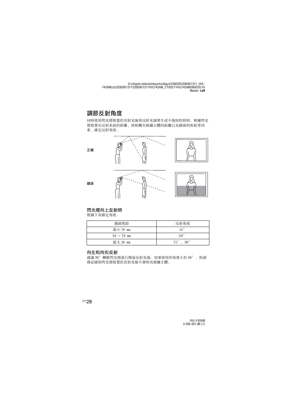 調節反射角度 | Sony HVL-F42AM User Manual | Page 82 / 263