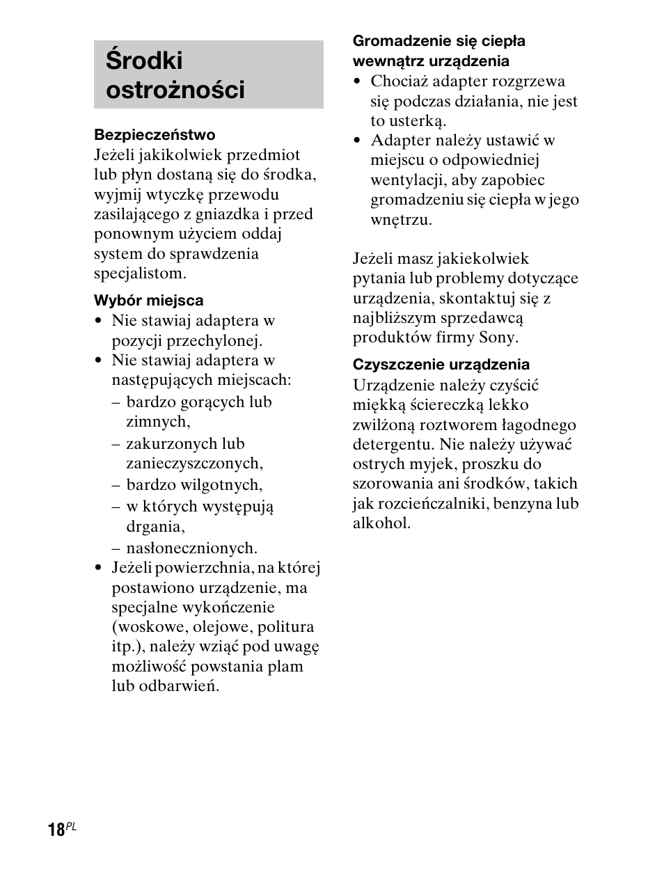 Środki ostrożności | Sony TDM-iP1 User Manual | Page 142 / 200