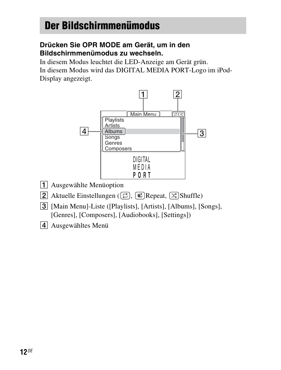 Der bildschirmmenümodus, Bildschirmmenümodus | Sony TDM-iP1 User Manual | Page 64 / 200
