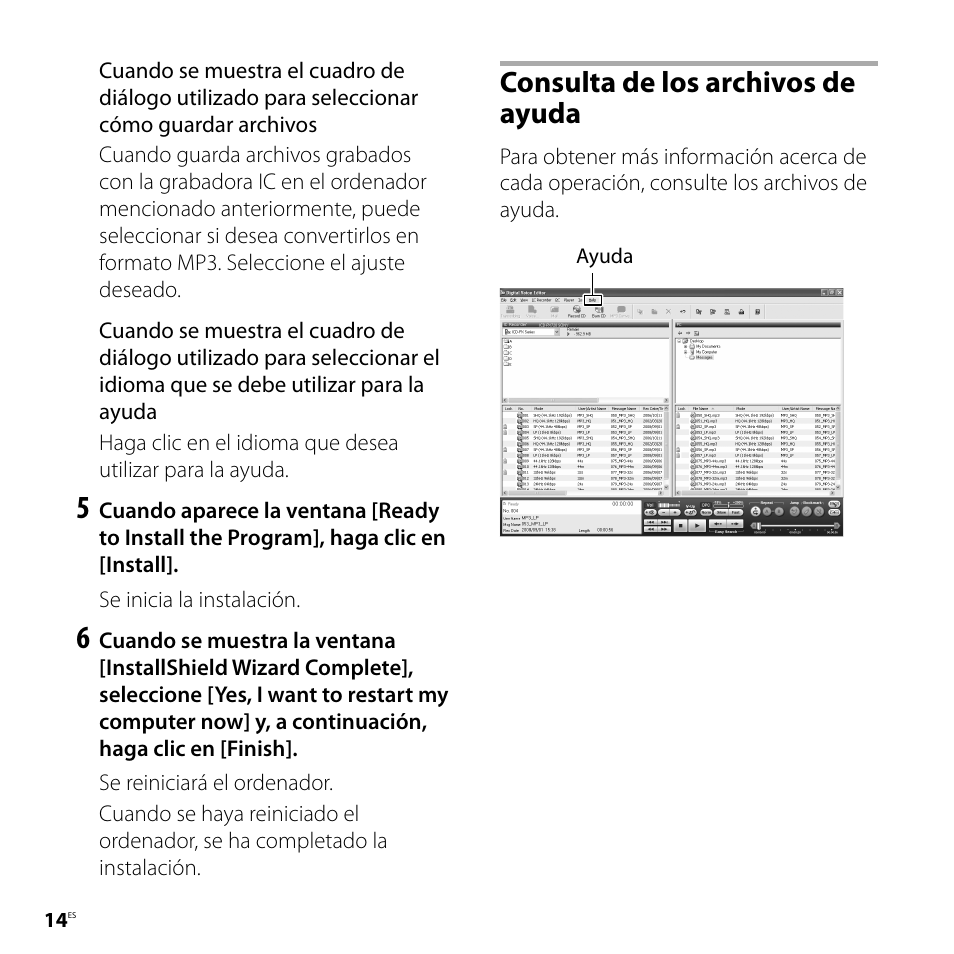 Consulta de los archivos de ayuda | Sony ICD-PX720 User Manual | Page 42 / 60
