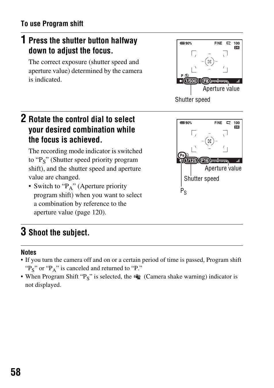 L dial (58, Shoot the subject | Sony 4-133-499-11 (1) User Manual | Page 58 / 167