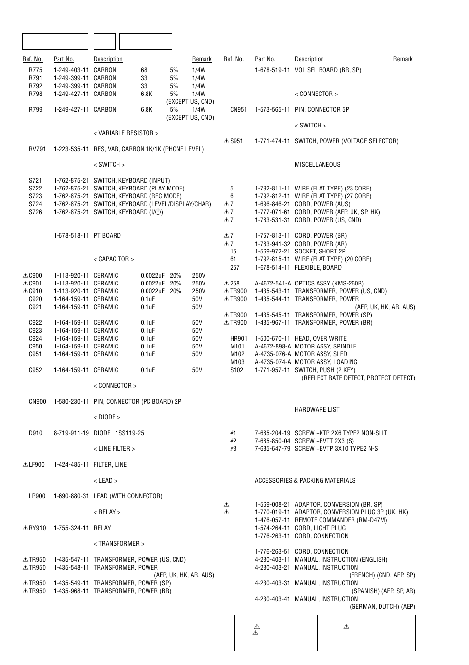 Vol sel, Mds-s50, Power sw pt vol sel | Sony MDS-S50 User Manual | Page 68 / 70