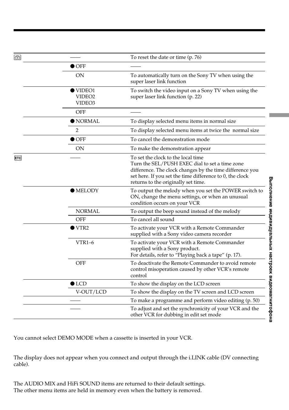 Changing the menu settings | Sony GV-D800E User Manual | Page 71 / 112