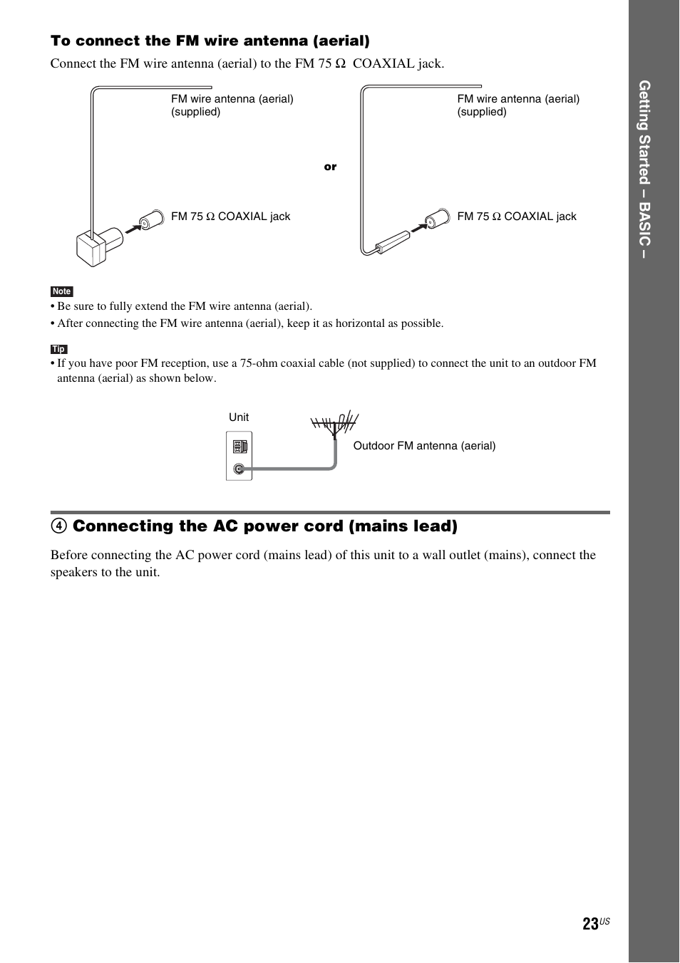 4 connecting the ac power cord (mains lead), 4connecting the ac power cord (mains lead) | Sony DAVHDX500 User Manual | Page 23 / 120