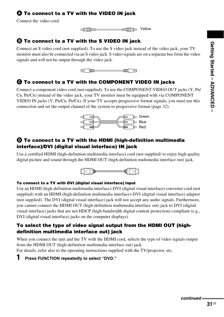 Sony DAVHDX500 User Manual | Page 31 / 120