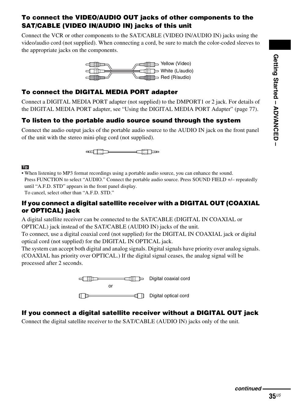 Sony DAVHDX500 User Manual | Page 35 / 120