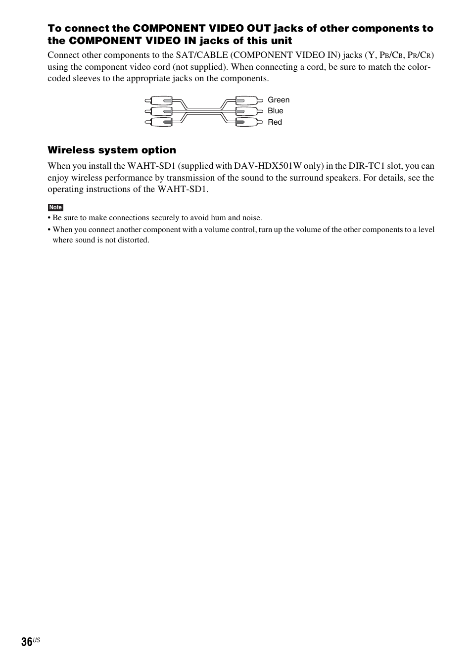 Wireless system option | Sony DAVHDX500 User Manual | Page 36 / 120