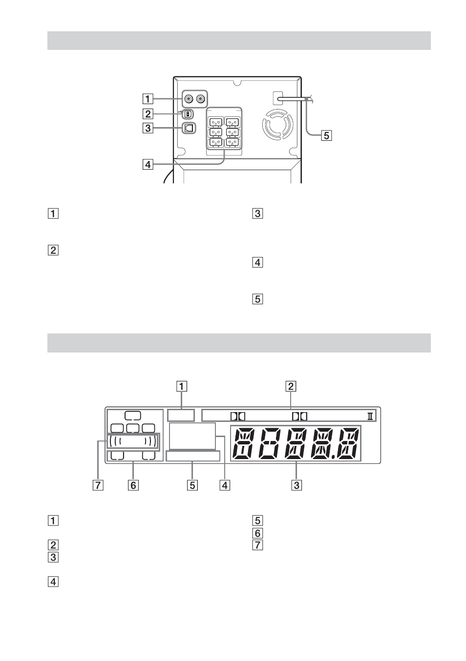Subwoofer (rear panel), Display, Pro digital dts dsp usb optical analog 2ch pcm | Logic db m f t | Sony UZ-US501 User Manual | Page 26 / 28