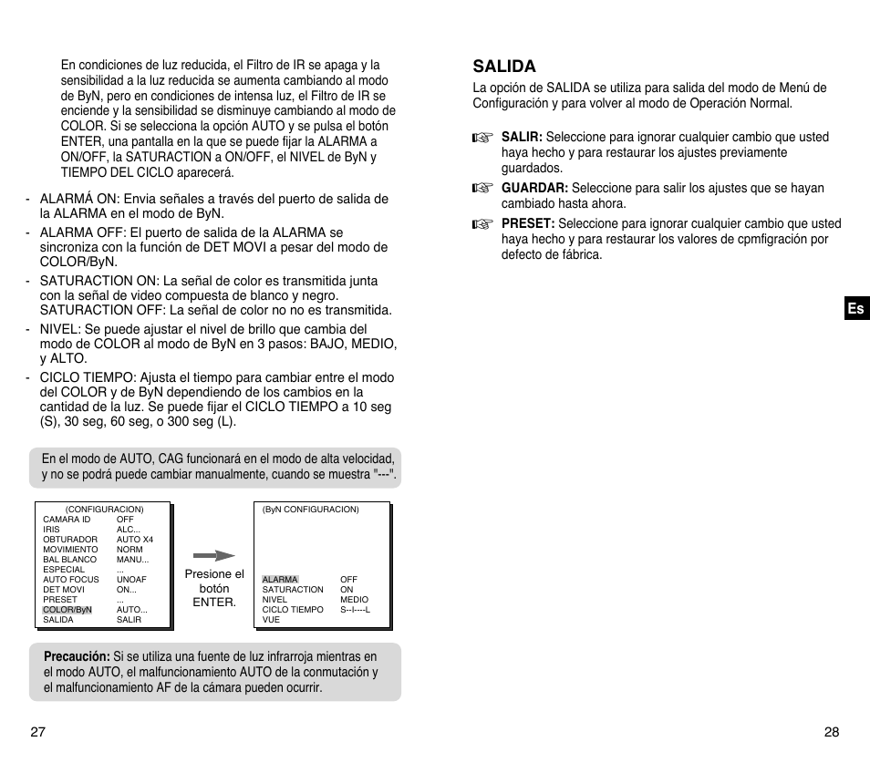 Salida | Samsung SCC-C4201P User Manual | Page 72 / 95