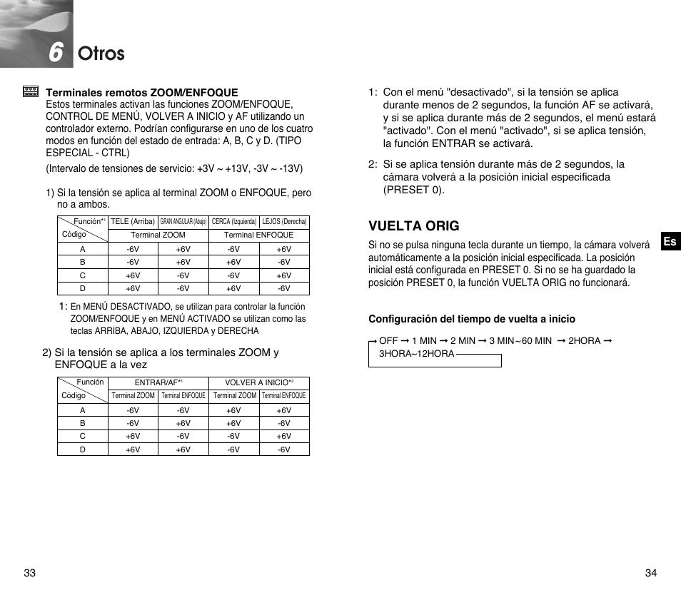 Otros, Vuelta orig | Samsung SCC-C4201P User Manual | Page 75 / 95