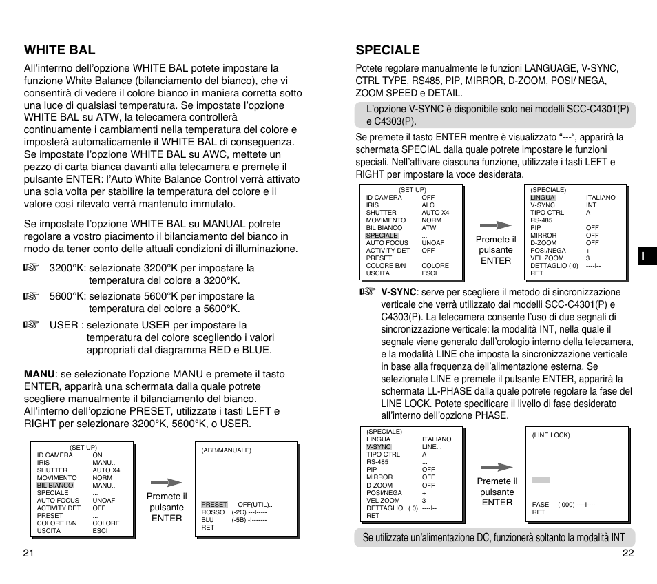 White bal, Speciale | Samsung SCC-C4201P User Manual | Page 88 / 95