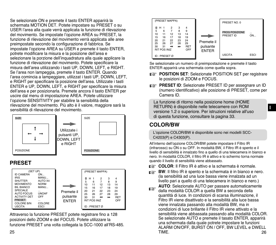 Preset, Color/bw | Samsung SCC-C4201P User Manual | Page 90 / 95