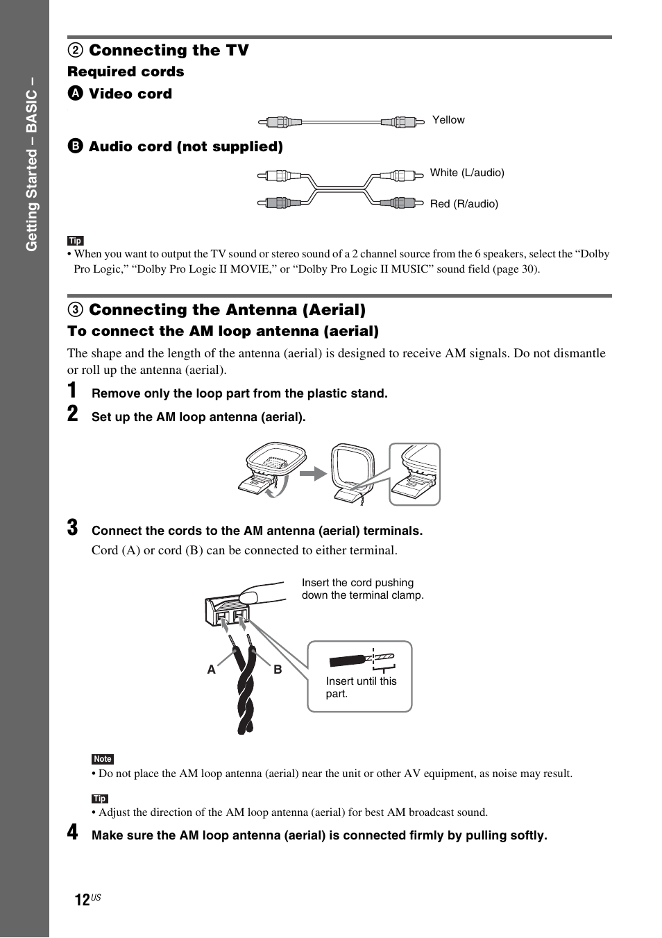 2 connecting the tv, 3 connecting the antenna (aerial) | Sony DAV-HDZ235 User Manual | Page 12 / 100