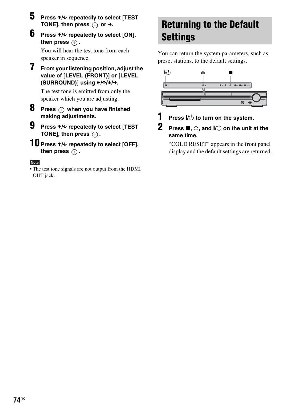 Returning to the default settings | Sony DAV-HDZ235 User Manual | Page 74 / 100