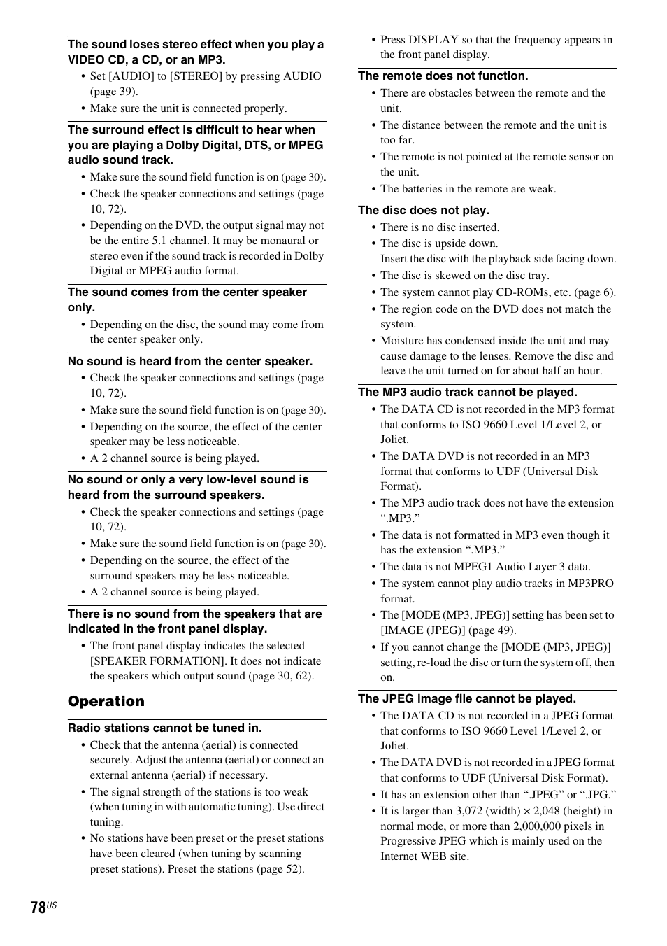 Operation | Sony DAV-HDZ235 User Manual | Page 78 / 100