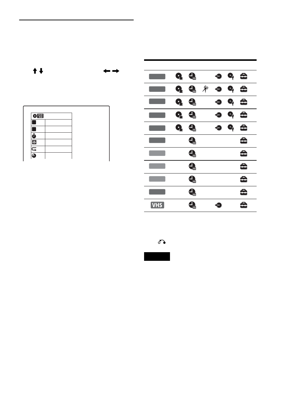 Tools, Selectable options, Press o return | Sony RDR-VX511 User Manual | Page 11 / 124