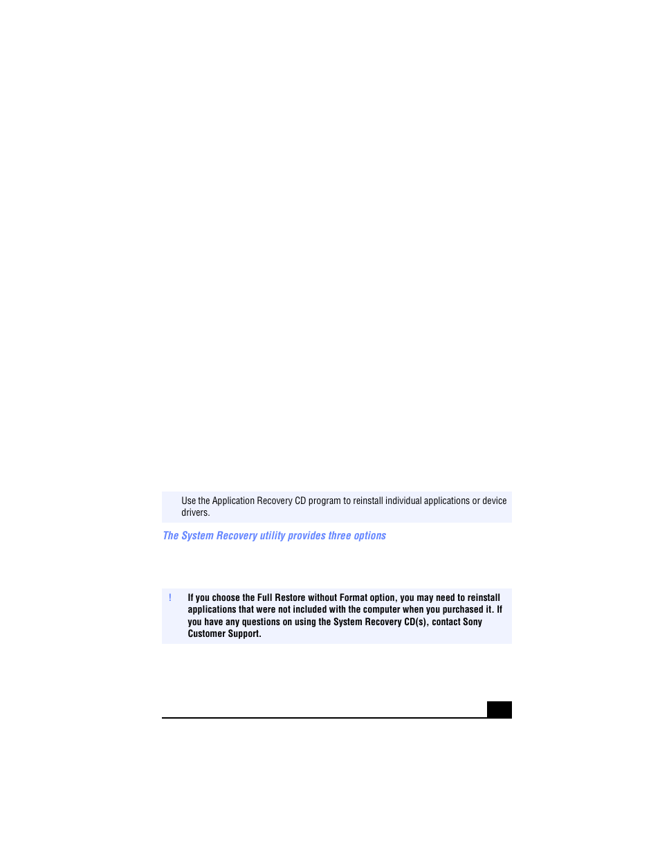 System and application recovery cd(s) . 35, Using the system recovery cd(s), System and application recovery cd(s) | Sony VAIO Digital Studio PCV-RX270DS User Manual | Page 35 / 65