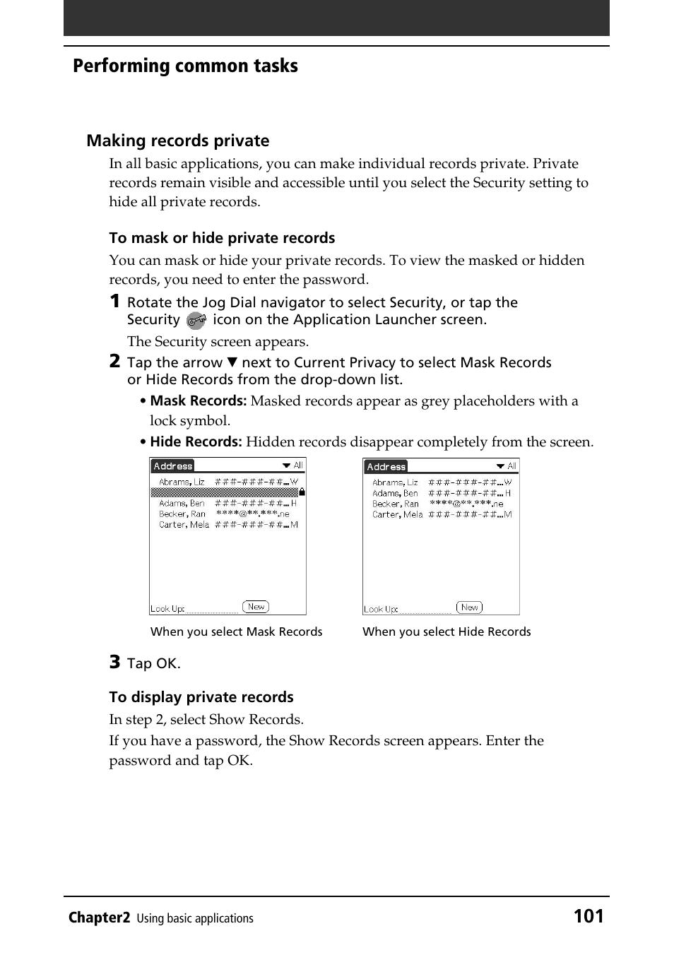 101 performing common tasks | Sony PEG-NR70V/U User Manual | Page 101 / 224