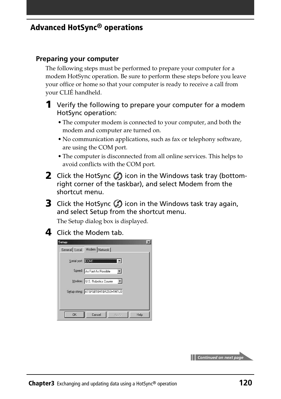 120 advanced hotsync, Operations | Sony PEG-NR70V/U User Manual | Page 120 / 224